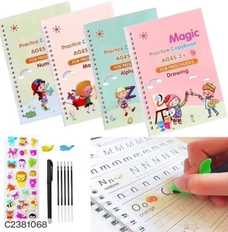 Sank Magic Practice Copybook 4 for Kids - The Print Handwiriting Workbook-Reusable Writing Practice Book