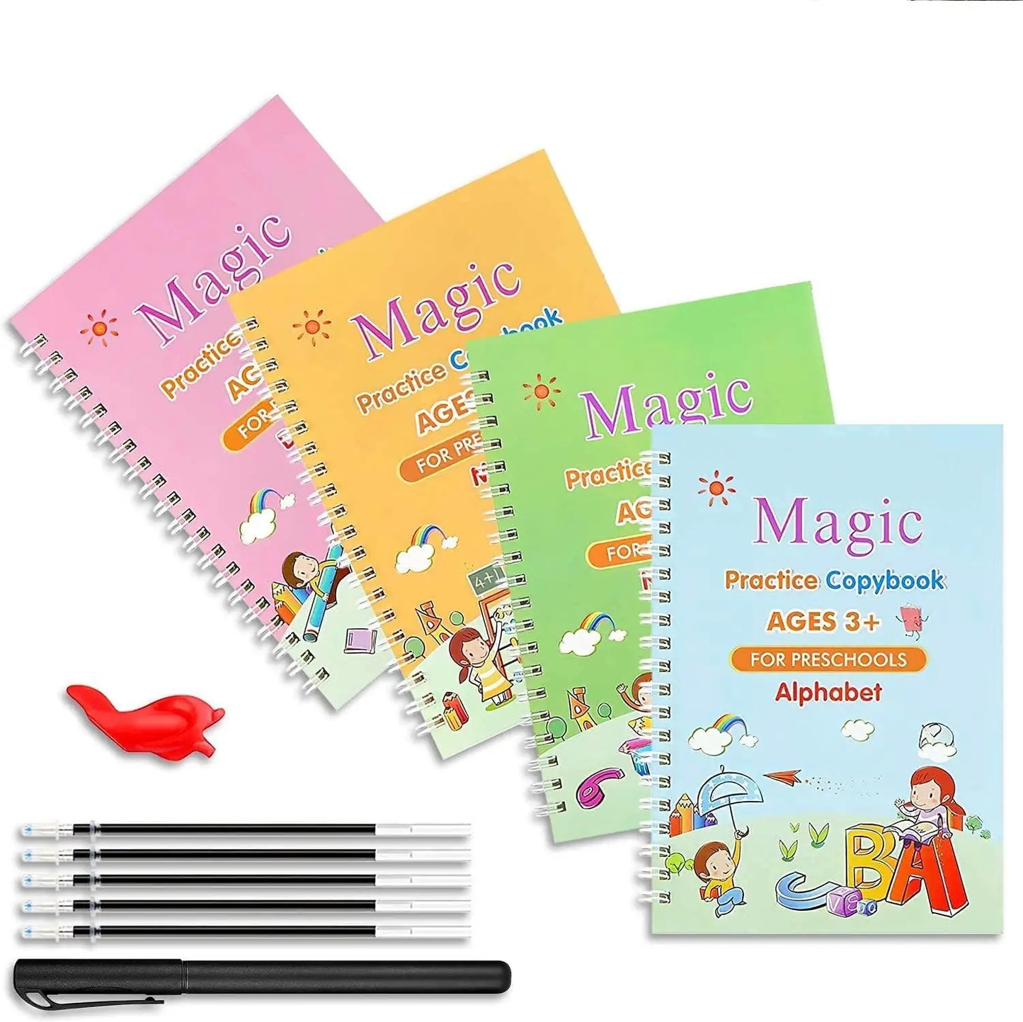 Sank Magic Practice Copybook 4 for Kids - The Print Handwiriting Workbook-Reusable Writing Practice Book